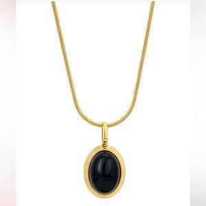 Savvy Cie Stainless Steel Onyx Statement Necklace